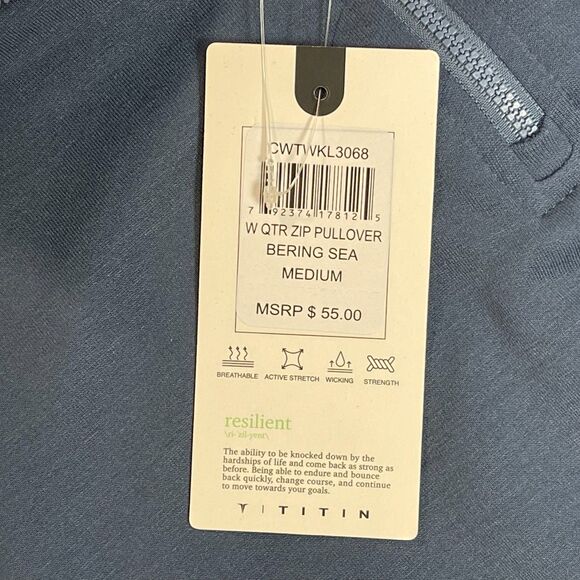 Titin | NWT Blue Quarter Zip Pullover Cropped Sweatshirt | Medium - Picture 8 of 8